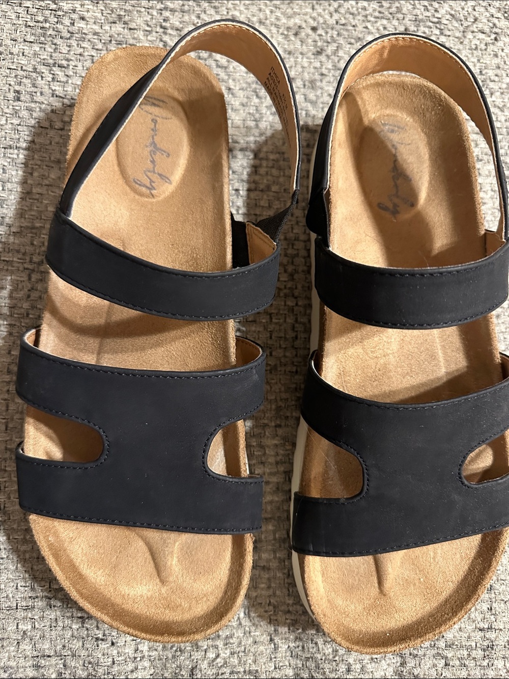 Women's Wonderly Black Double-Strap Comfort Sandals